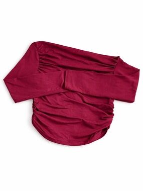 SHEIN Off-Shoulder Rouched Wine Blouse | Size M